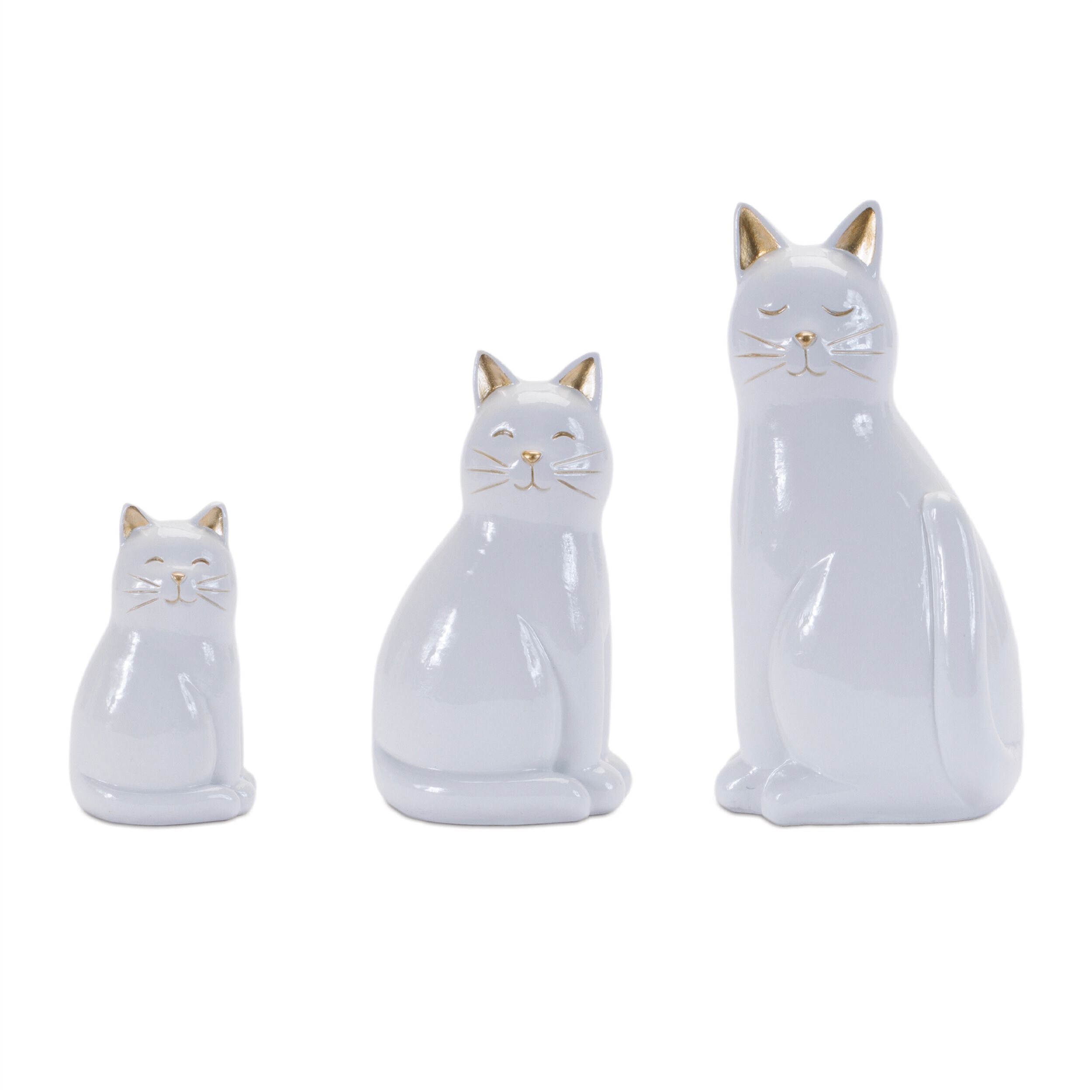 Sitting Cat Figurine Set of 6, WHITE GOLD, hi-res image number 0
