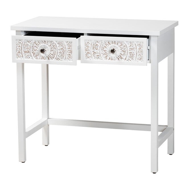 Yelena Classic And Traditional White Finished Wood 2-Drawer Console Table, , on-hover image number null