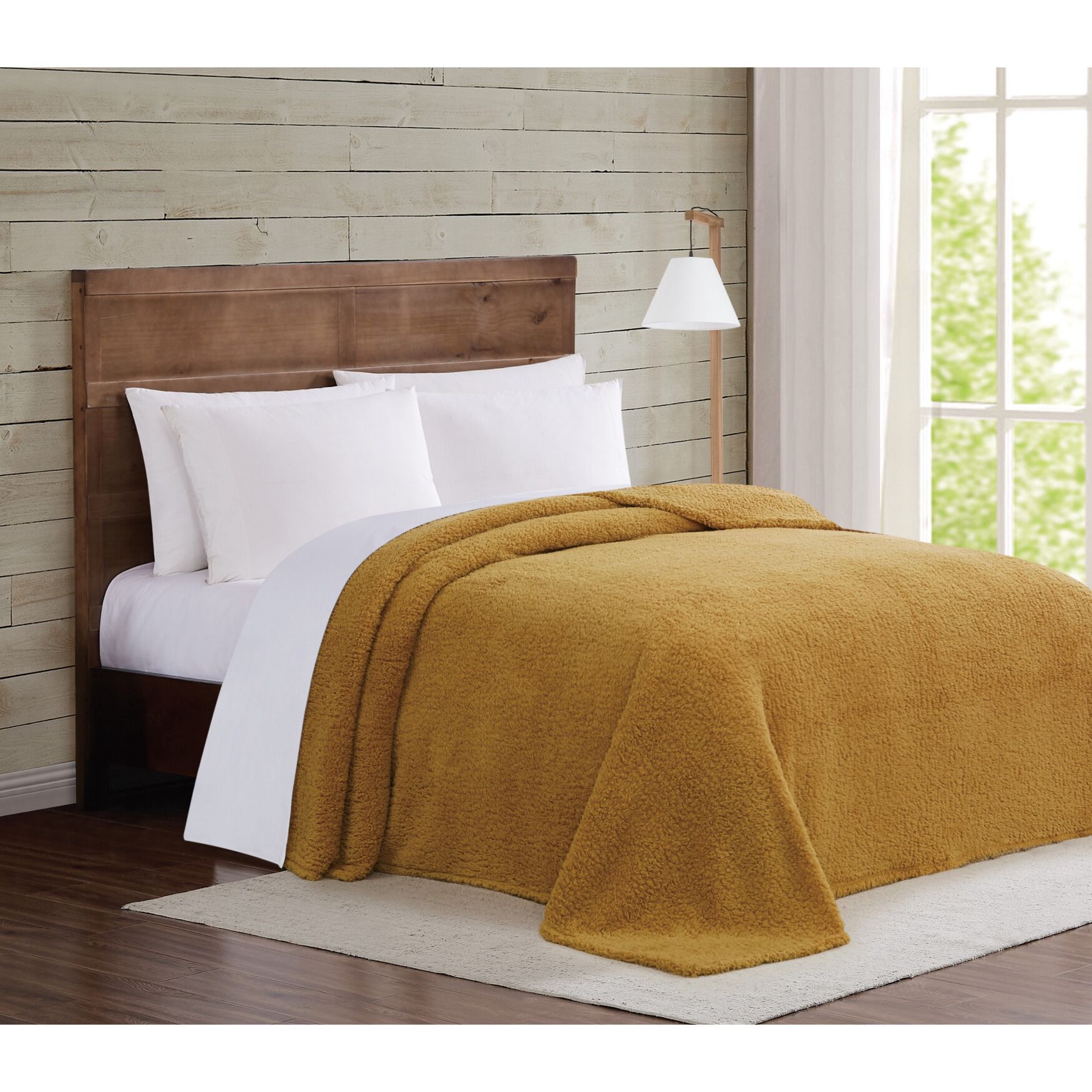 Marshmallow Sherpa Blanket, MUSTARD, hi-res image number 0