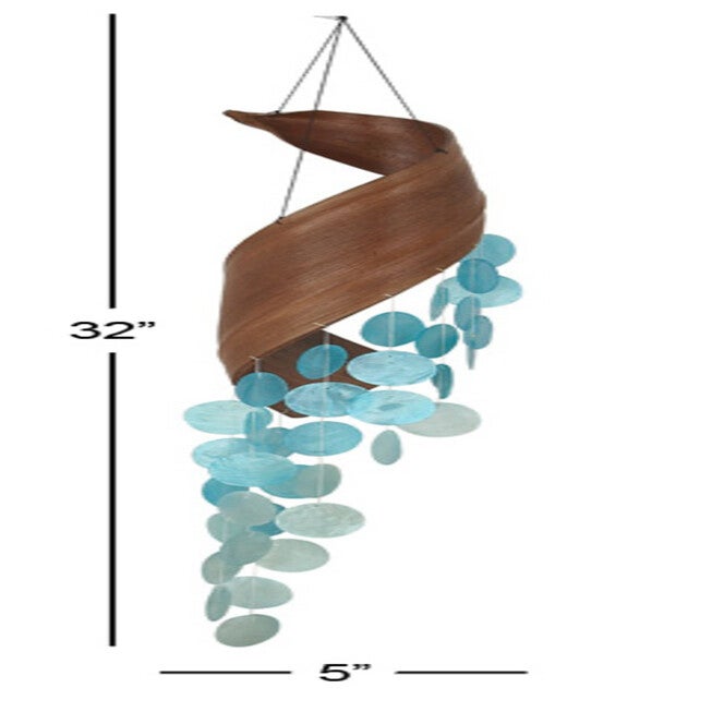 Teal Capiz Coastal Windchime, , alternate image number null