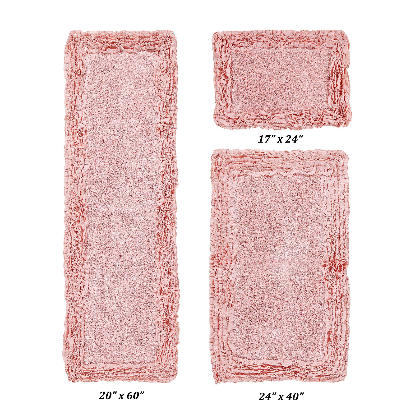 Shaggy Border Bath Rug Mat, 3-Pc. Set, PINK, hi-res image number 0