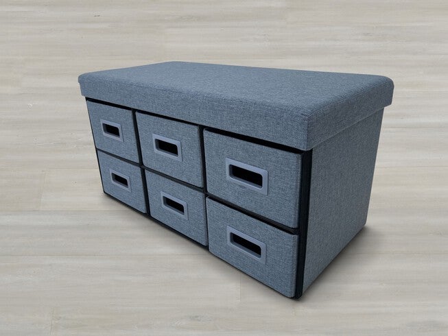 6-Drawer Storage Ottoman, GRAY, hi-res image number null