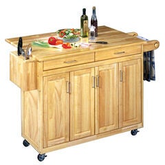 Wood Top Kitchen Cart with Breakfast Bar