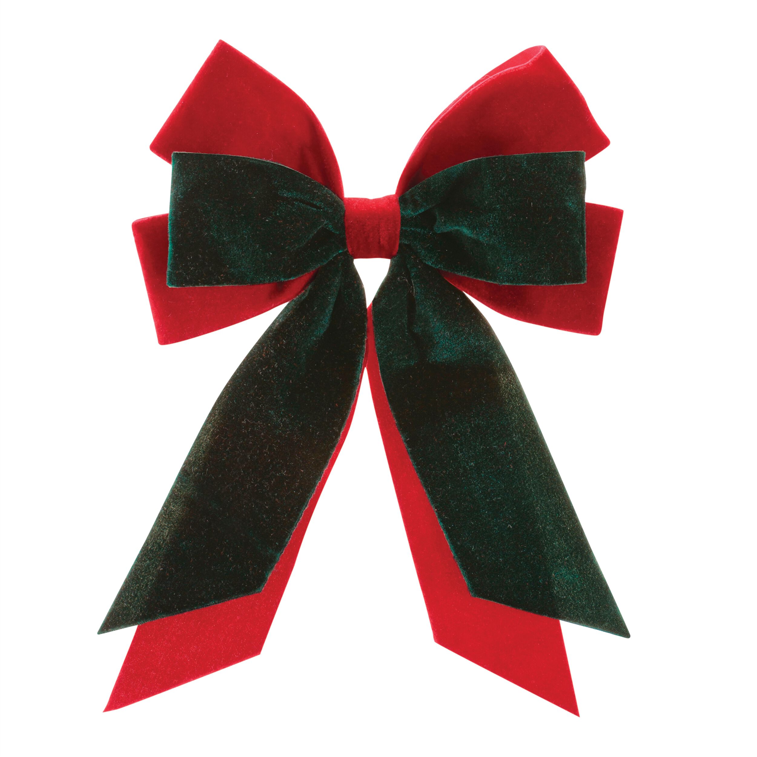 Double Bow Ornament (Set of 2), RED GREEN, hi-res image number 0