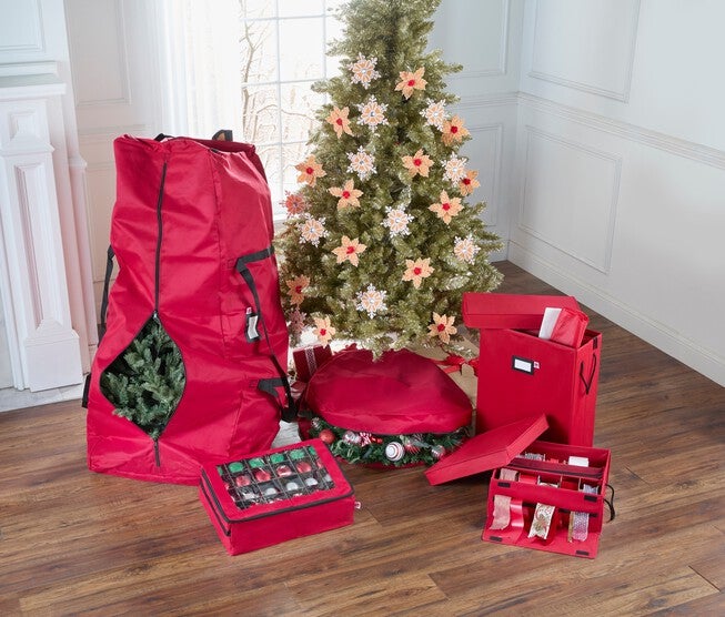 40-Ornament Holiday Storage Box, RED, hi-res image number null