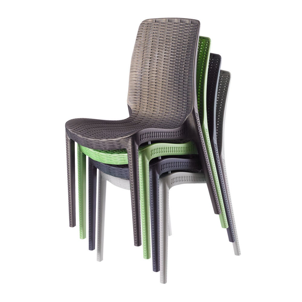 Set of 4 Rue Stackable Outdoor Dining Chairs, WHITE, alternate image number 5