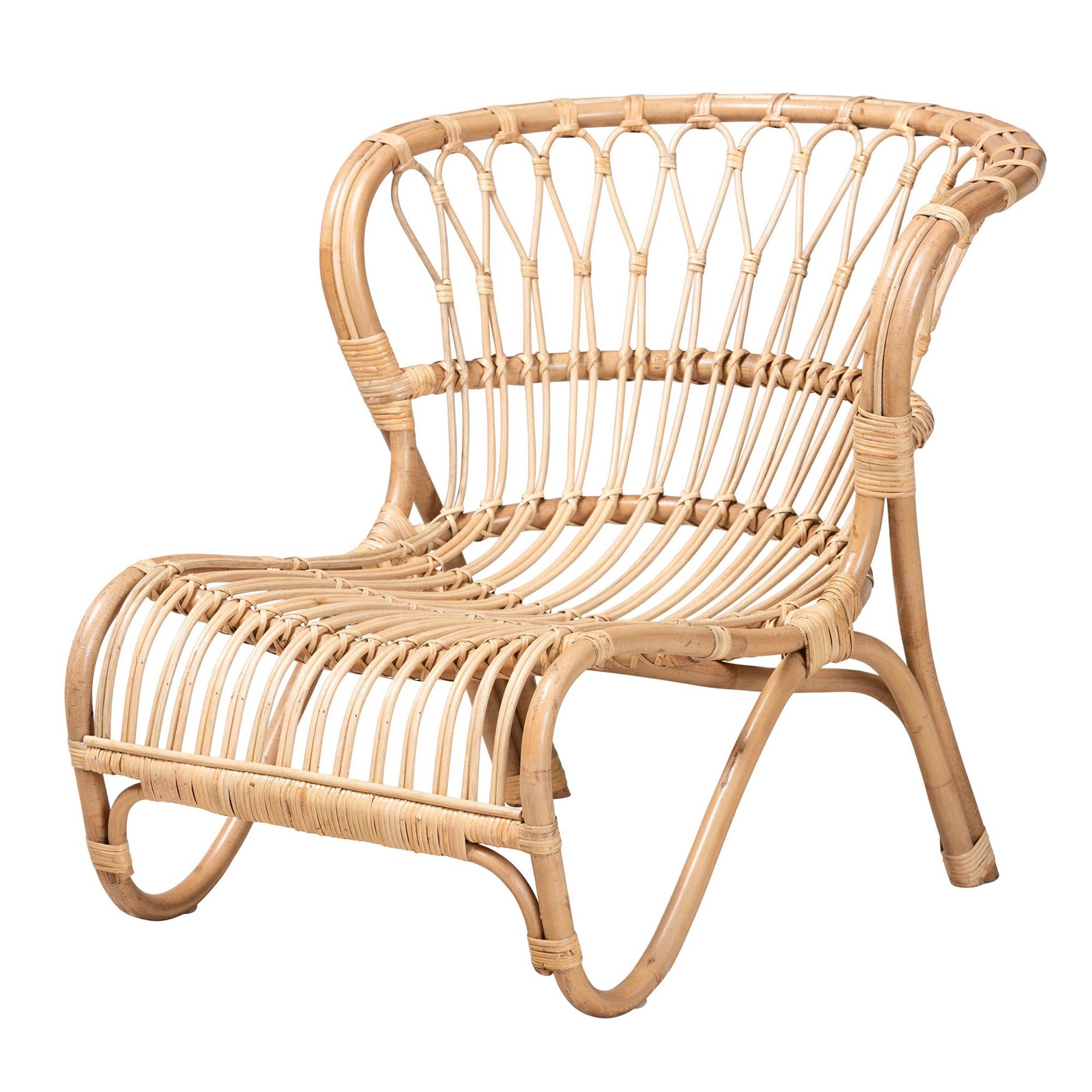 Alaya Modern Bohemian Natural Brown Rattan Accent Chair, NATURAL BROWN RATTAN, hi-res image number 0