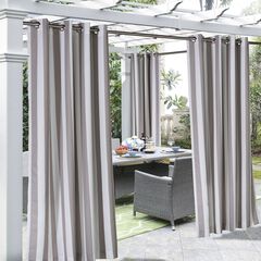 Outdoor Decor Coastal Stripe Outdoor Single Grommet Curtain Panel