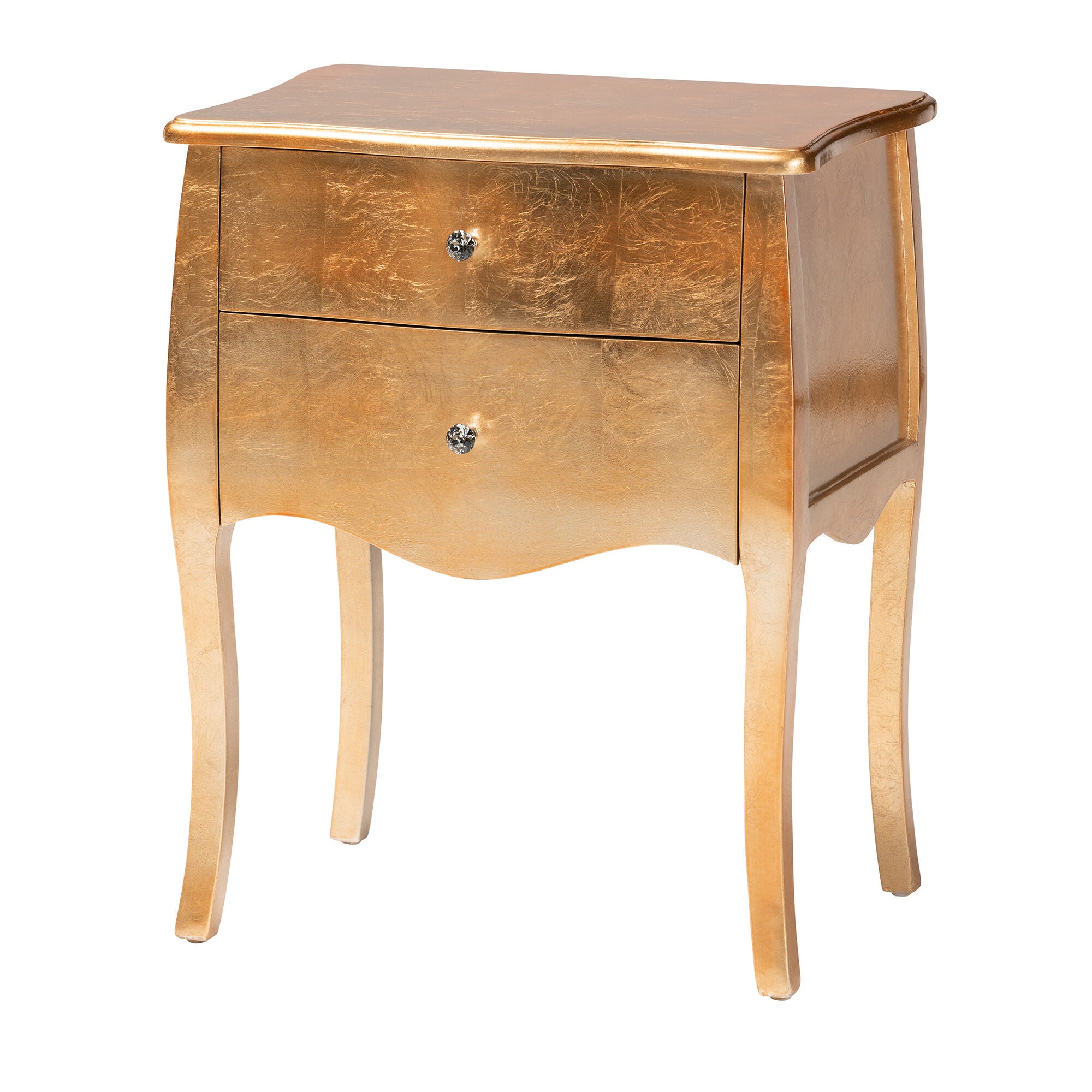 Patrice Classic and Traditional Gold Finished Wood 2-Drawer End Table, GOLD, alternate image number 1