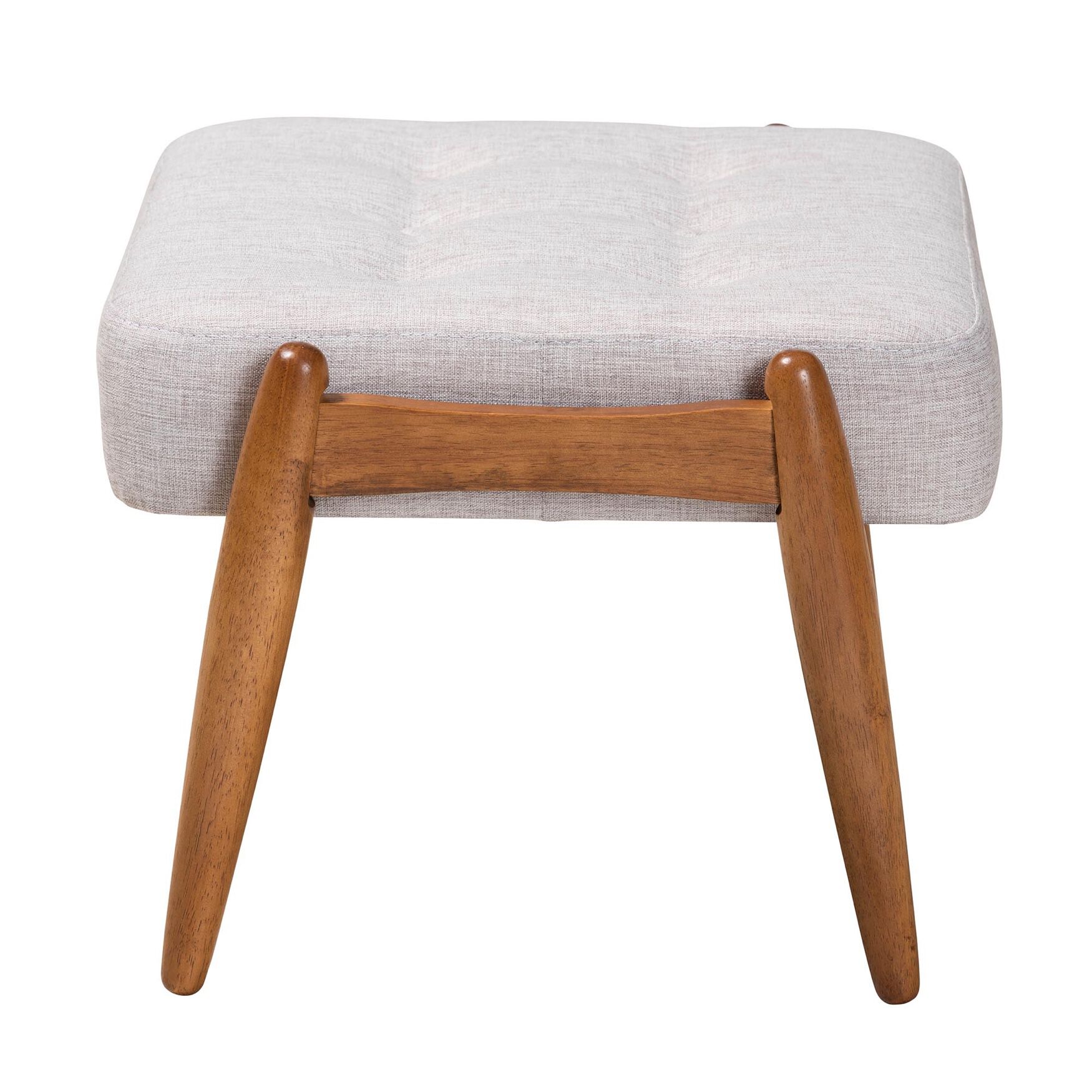 Jeanine Japandi Dark Grey Fabric And Walnut Brown Finished Wood Ottoman Footstool, , alternate image number 2