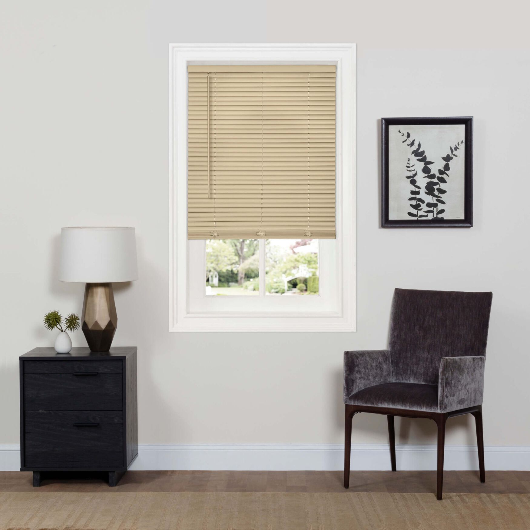 Cordless Gii Deluxe Sundown Room Darkening Mini Blind, LATTE, hi-res image number 0