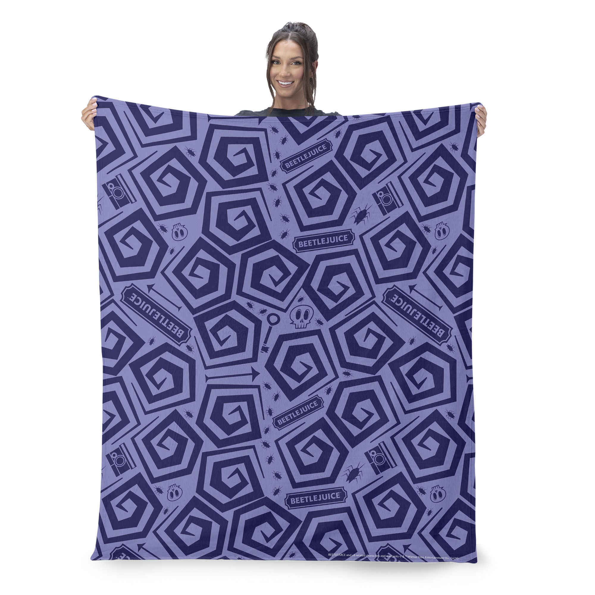 Warner Bros. Beetlejuice Creepy Crawlies Silk Touch Throw Blanket 40X50 Inches, PURPLE, on-hover image number 1