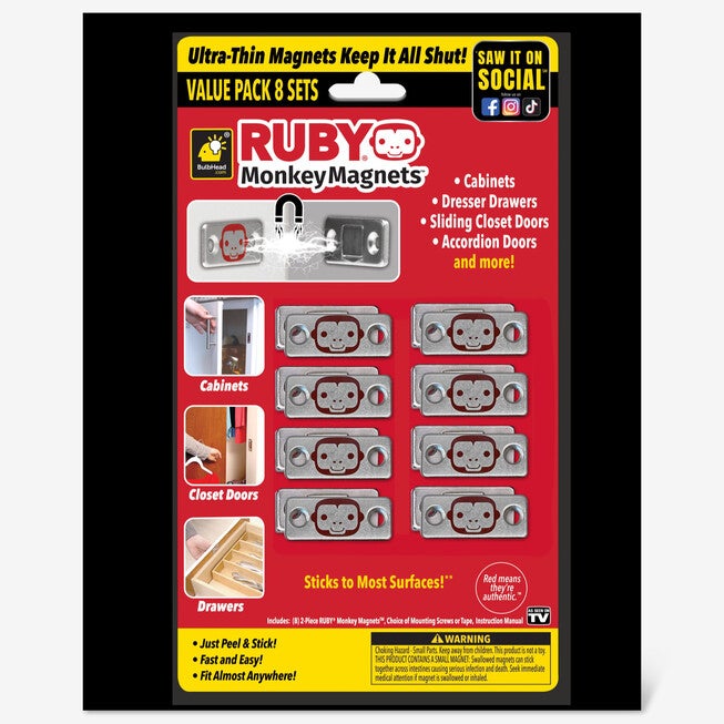 Ruby® Monkey Magnets, Set of 8, , alternate image number null