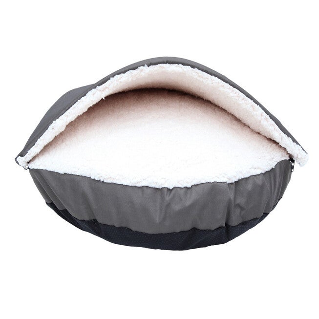Happycare Tex Durable Oxford to Sherpa Pet Cave and Round Pet Bed, 25 inches, with Removable top and Insert,Gray, , on-hover image number 1