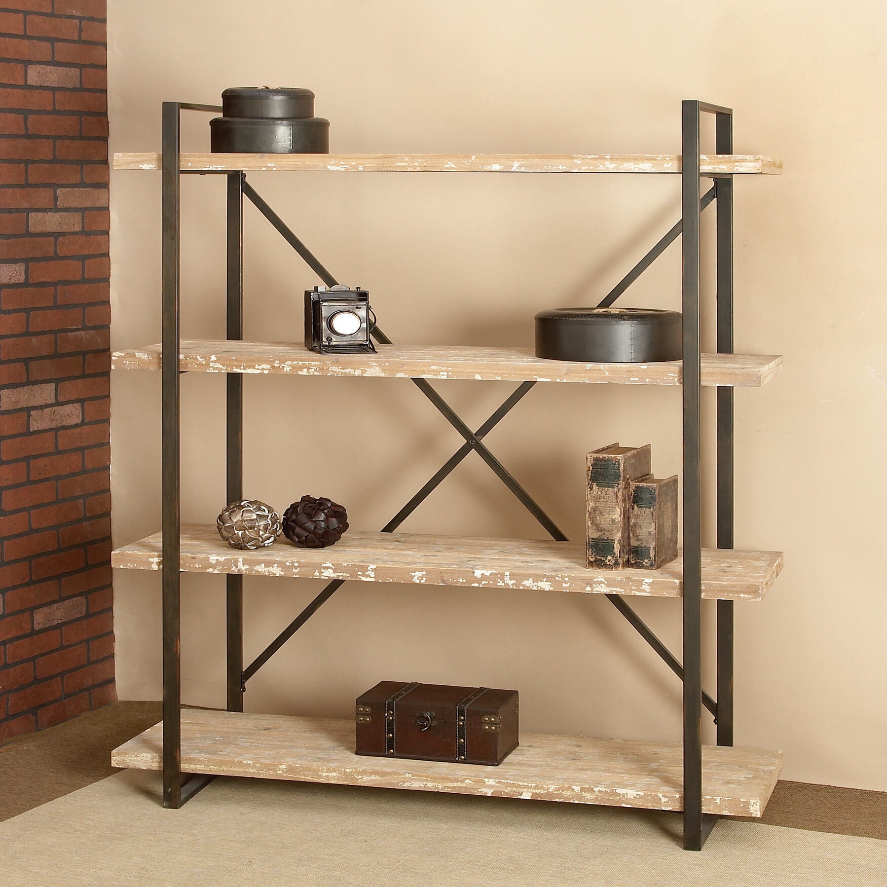 Brown Wood Industrial Shelving Unit, 67 inches x 47 inches x 14 inches, , alternate image number 6
