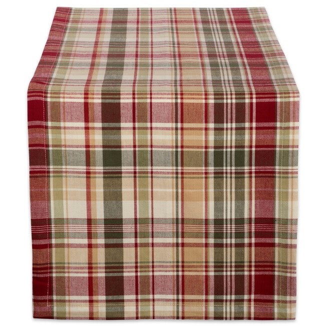 Give Thanks Plaid Table Runner 14x72, TAN, hi-res image number null