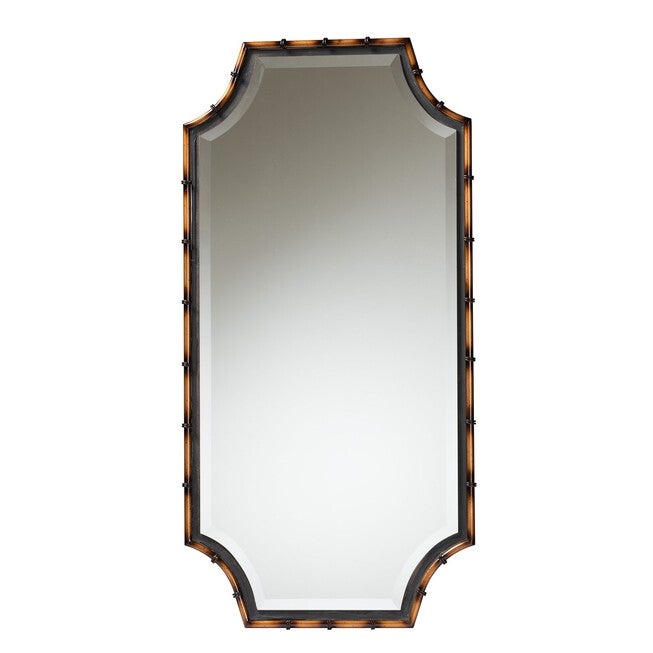 Lieven Rustic Glam And Luxe Two-Tone Light Brown And Black Finished Metal Accent Wall Mirror, BROWN BLACK, hi-res image number null