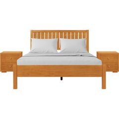 Graham Wooden Platform Bed in Walnut, King with 2 Nightstands
