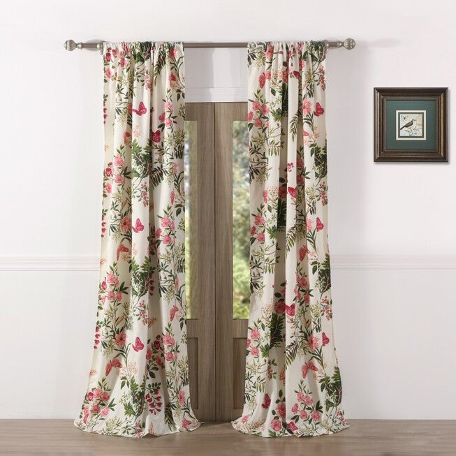 Butterflies Curtain Panel Pair , MULTI, hi-res image number 0