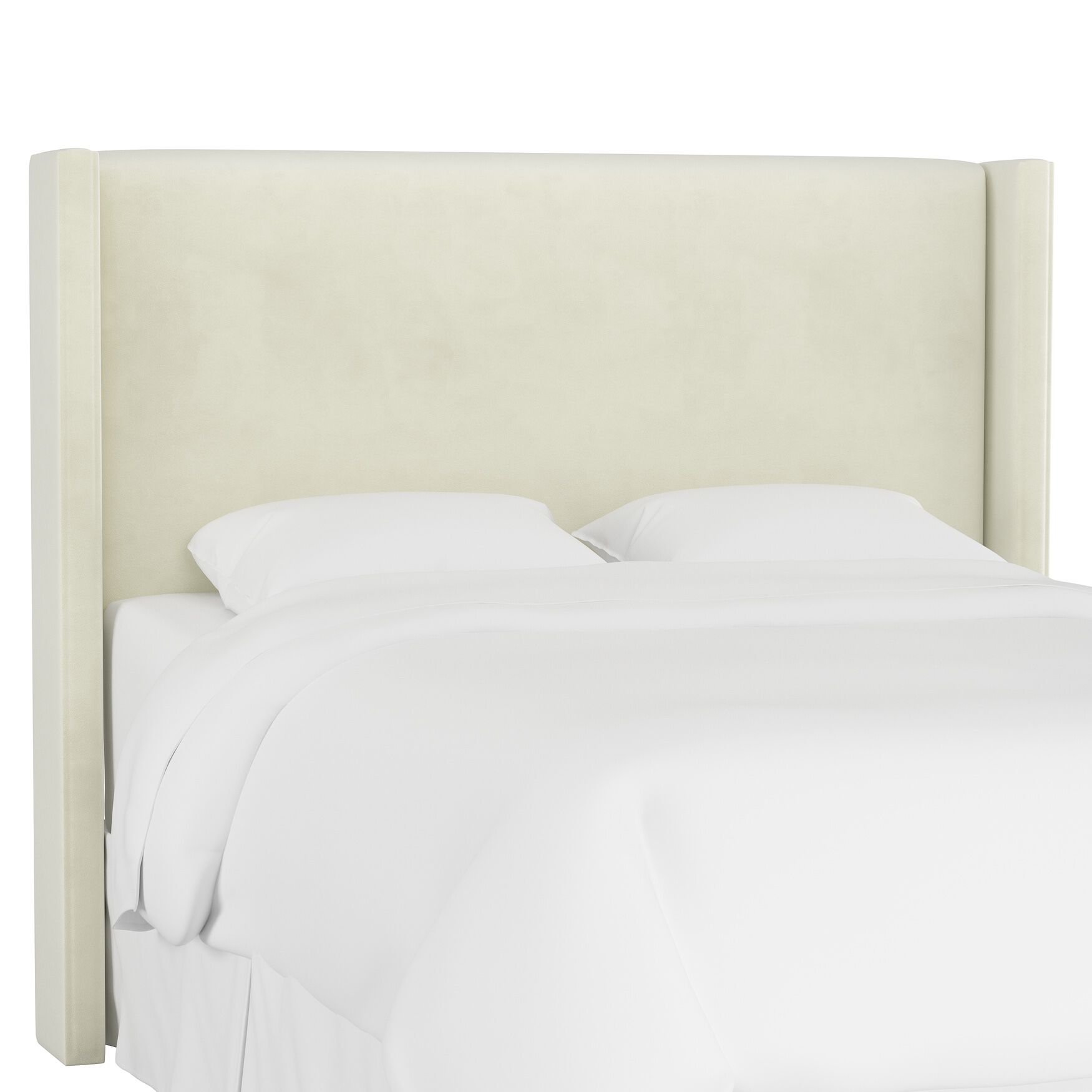 Velvet Wingback Headboard, REGAL ANTIQUE WHITE, hi-res image number 0