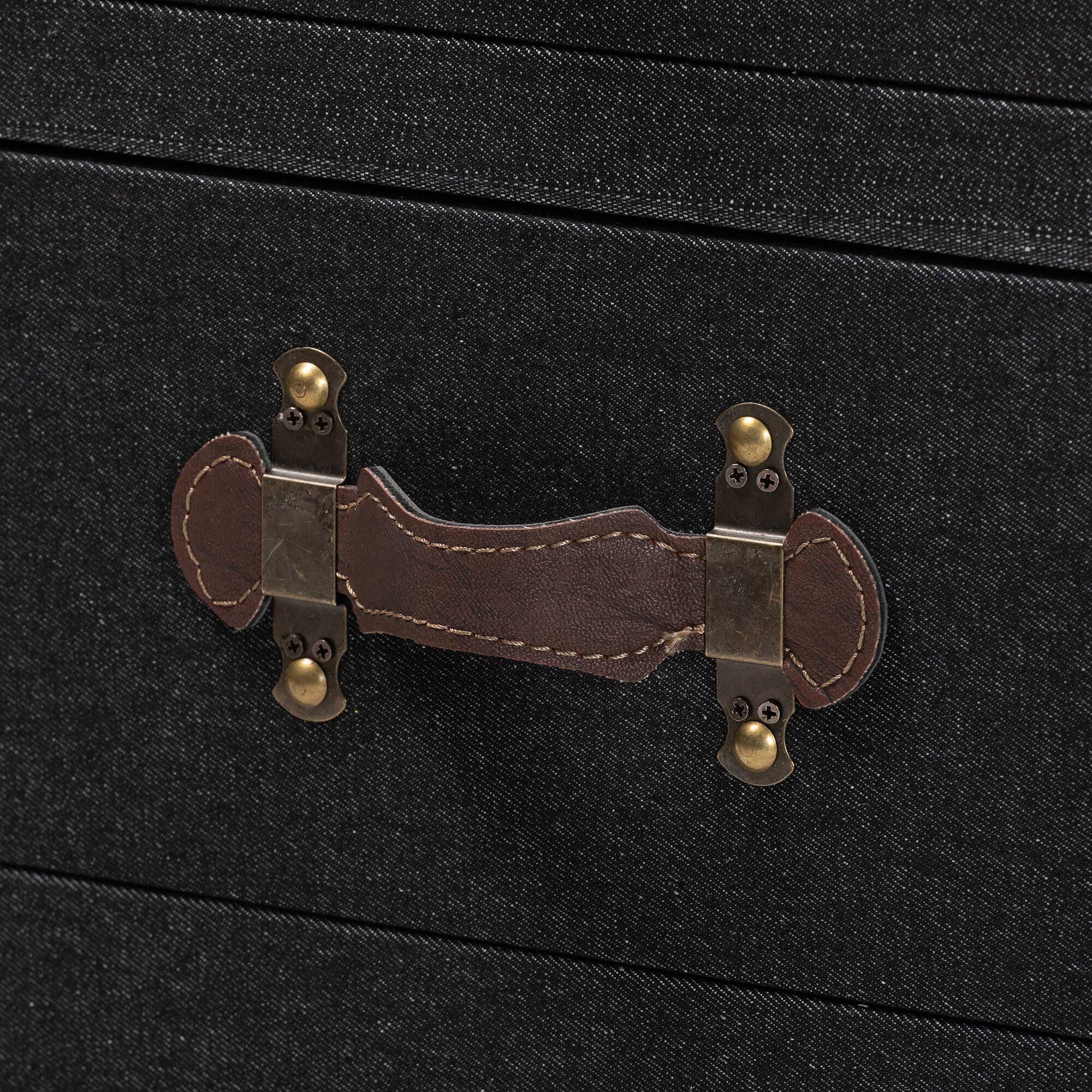 Laura Vintage Black Canvas 2-Drawer End Table Trunk, BLACK, alternate image number 6