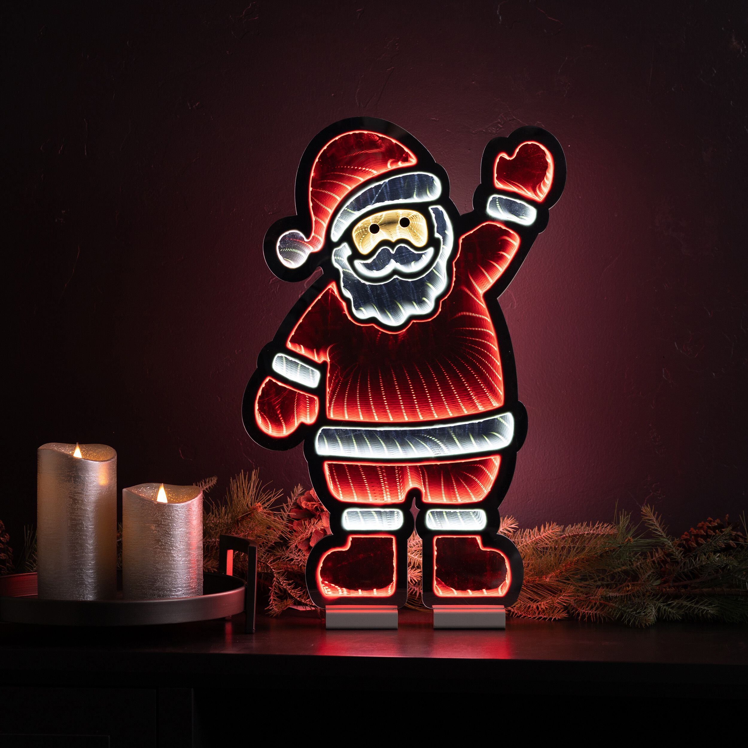 Waving Santa Ekko Light Display 22.5 inchesH, RED WHITE, alternate image number 2