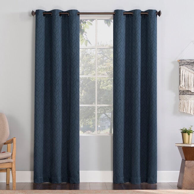 Exclusive BH Studio Velvet Window Collection, Grommet Panel, BLUE, hi-res image number 0