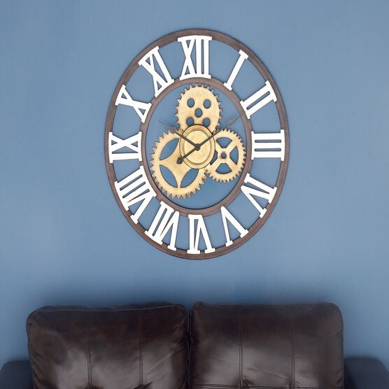Brown Industrial Metal Wall Clock, , alternate image number null