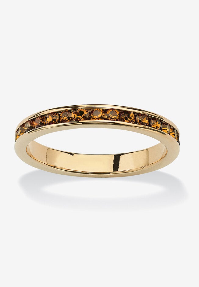 Yellow Gold Plated Simulated Birthstone Eternity Ring, NOVEMBER, hi-res image number 0