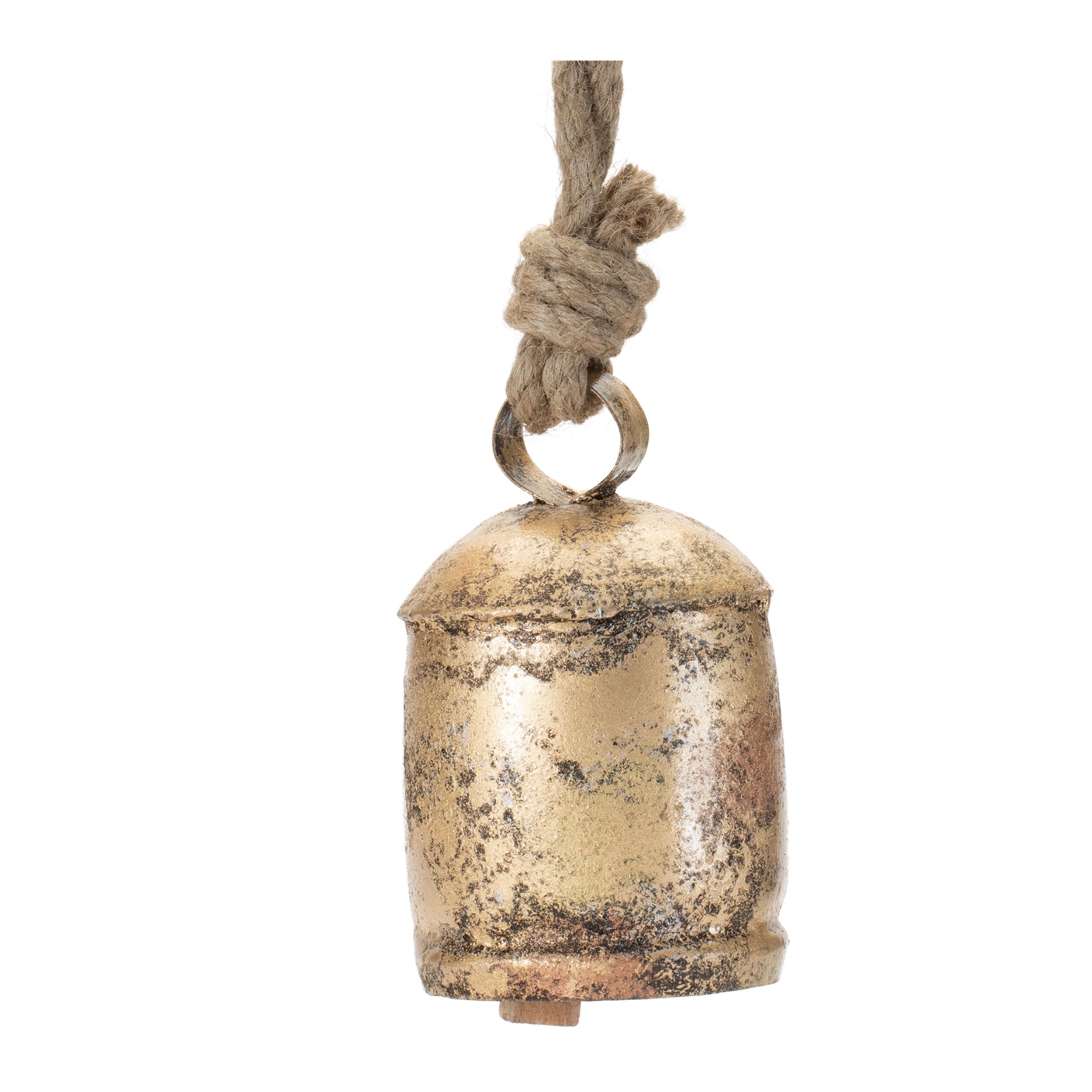Distressed Metal Bell Ornament (Set of 8), GOLD, hi-res image number 0