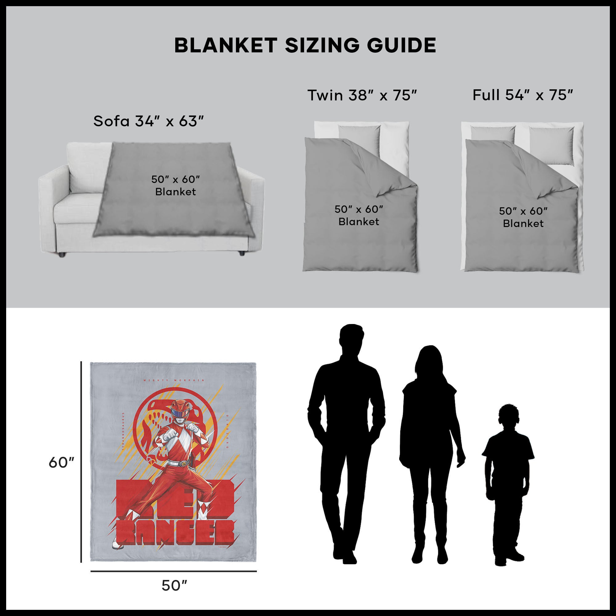 Hasbro Power Rangers Red Ranger Silk Touch Throw Blanket 50X60 Inches, GRAY, alternate image number 5
