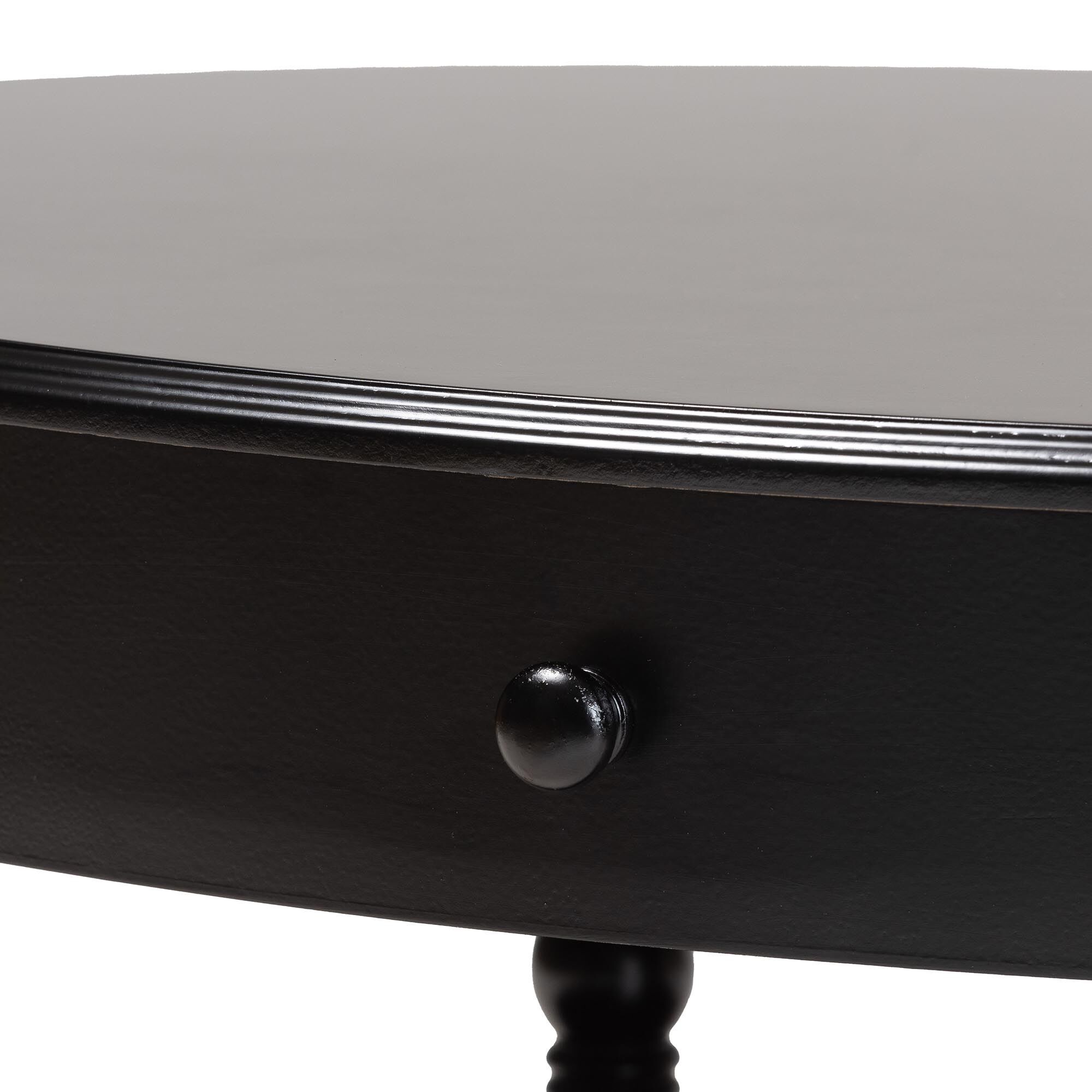 Malinda Classic Black Wood 1-Drawer Coffee Table with Spindle Legs, BLACK, alternate image number 6