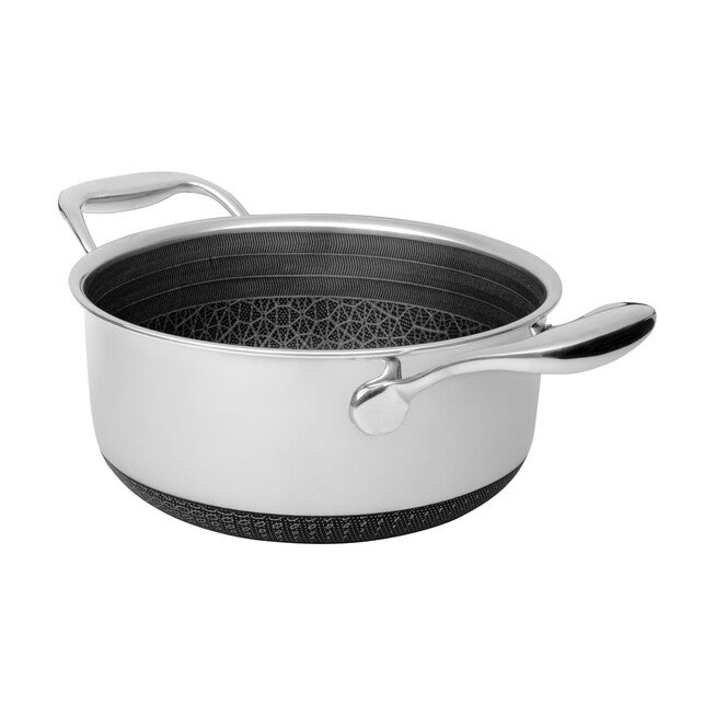 LIVWELL DiamondClad™ 3 Quart Hybrid Nonstick Stainless Steel Stock Pot and Lid, Dishwasher Safe, PFOA-free – Silver/Black, SILVER, alternate image number 2