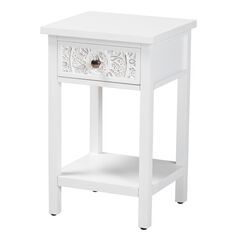 Yelena Classic And Traditional White Finished Wood 1-Drawer End Table
