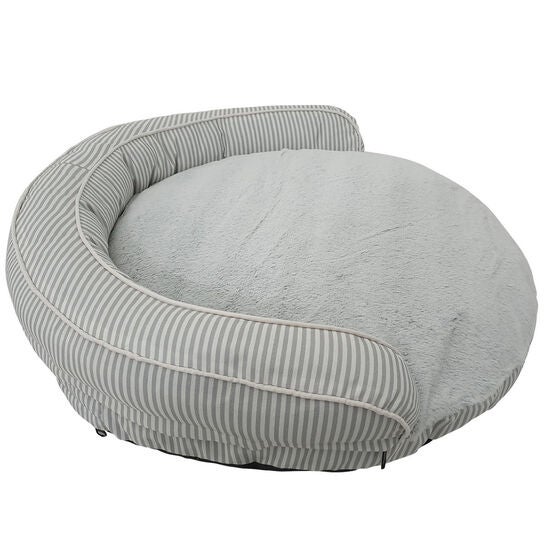 Stripe Printing poly-cotton bolster with detachable faux fur cushion Medium Size, , alternate image number null