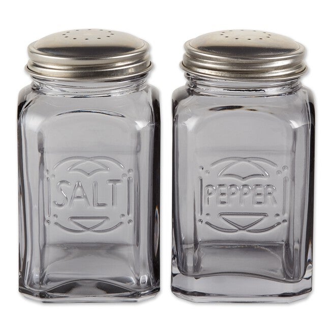 Retro Glass Salt & Pepper Set - Gray, GRAY, hi-res image number null