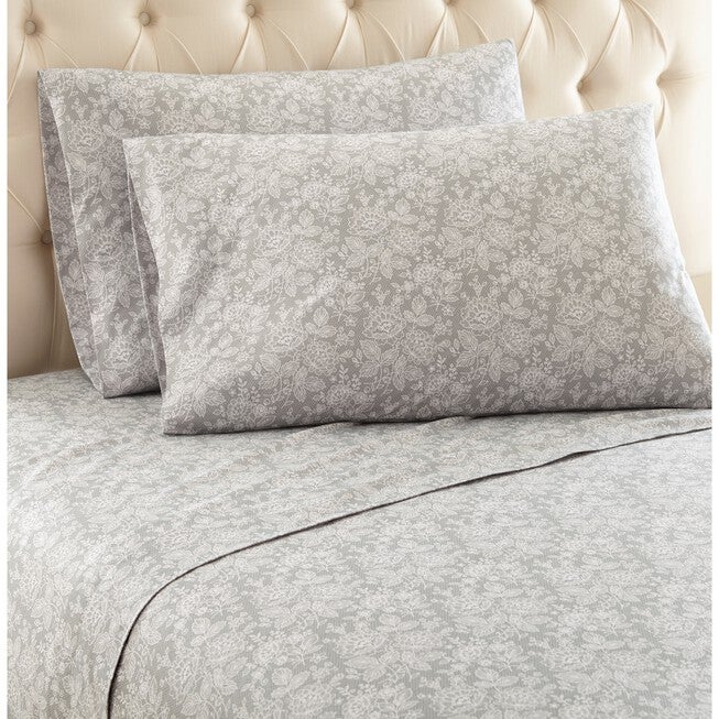 Micro Flannel® Grey Floral Print Sheet Set, GRAY, hi-res image number null