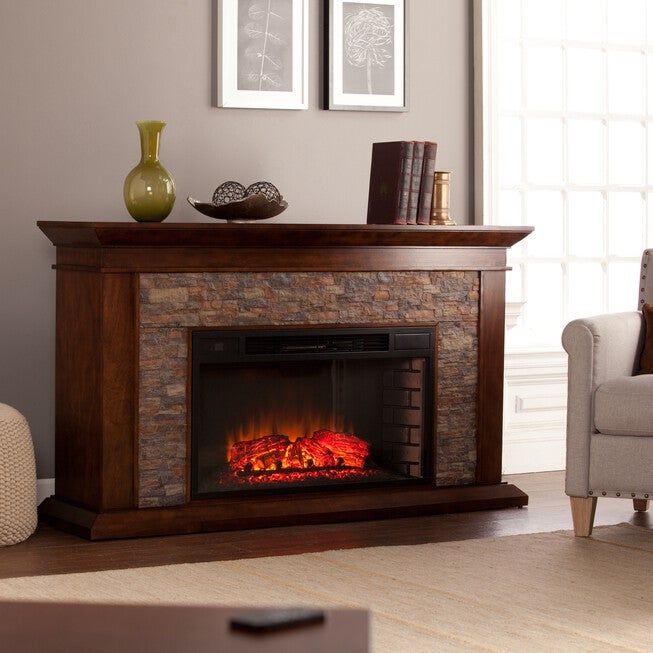 Canyon Heights Simulated Stone Electric Fireplace, MAPLE, hi-res image number 0