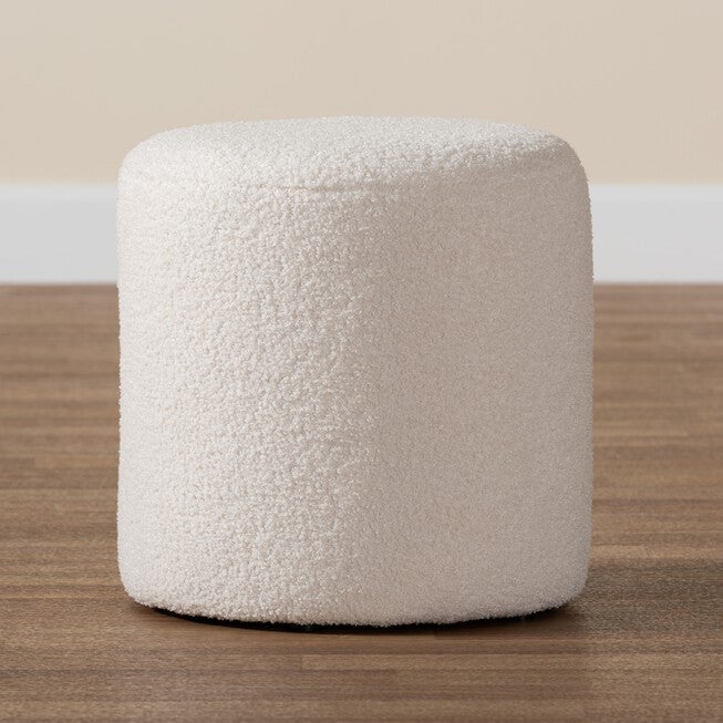 Tori Modern And Contemporary Ivory Boucle Upholstered Ottoman, , alternate image number null