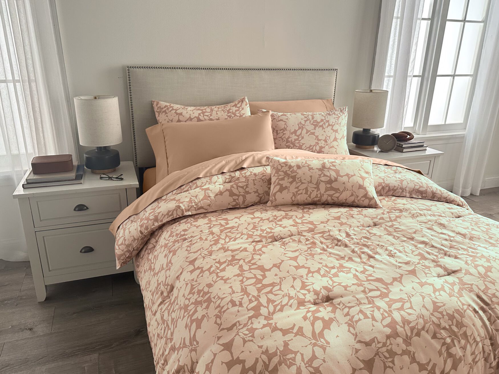Floral 4-Pc. Comforter Set, BLUSH, on-hover image number 1