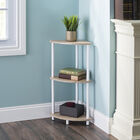 Home Basics Pine Wood 3 Tier Arc Corner Shelf, , alternate image number null
