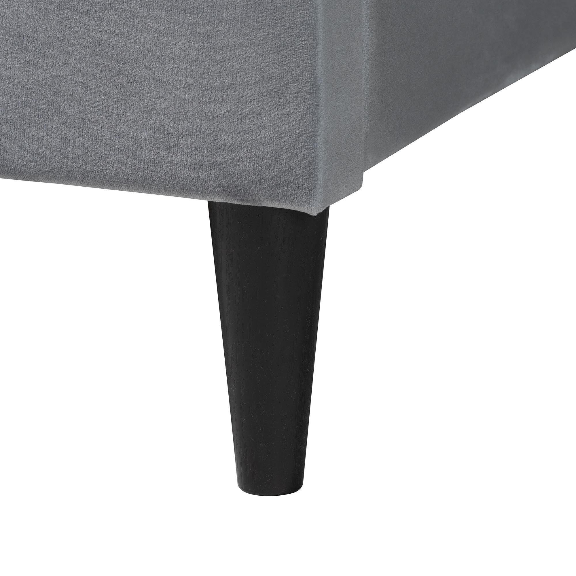 Baxton Studio Payne Modern Glam Grey Velvet and Dark Brown Wood Queen Bed, GREY, alternate image number 5