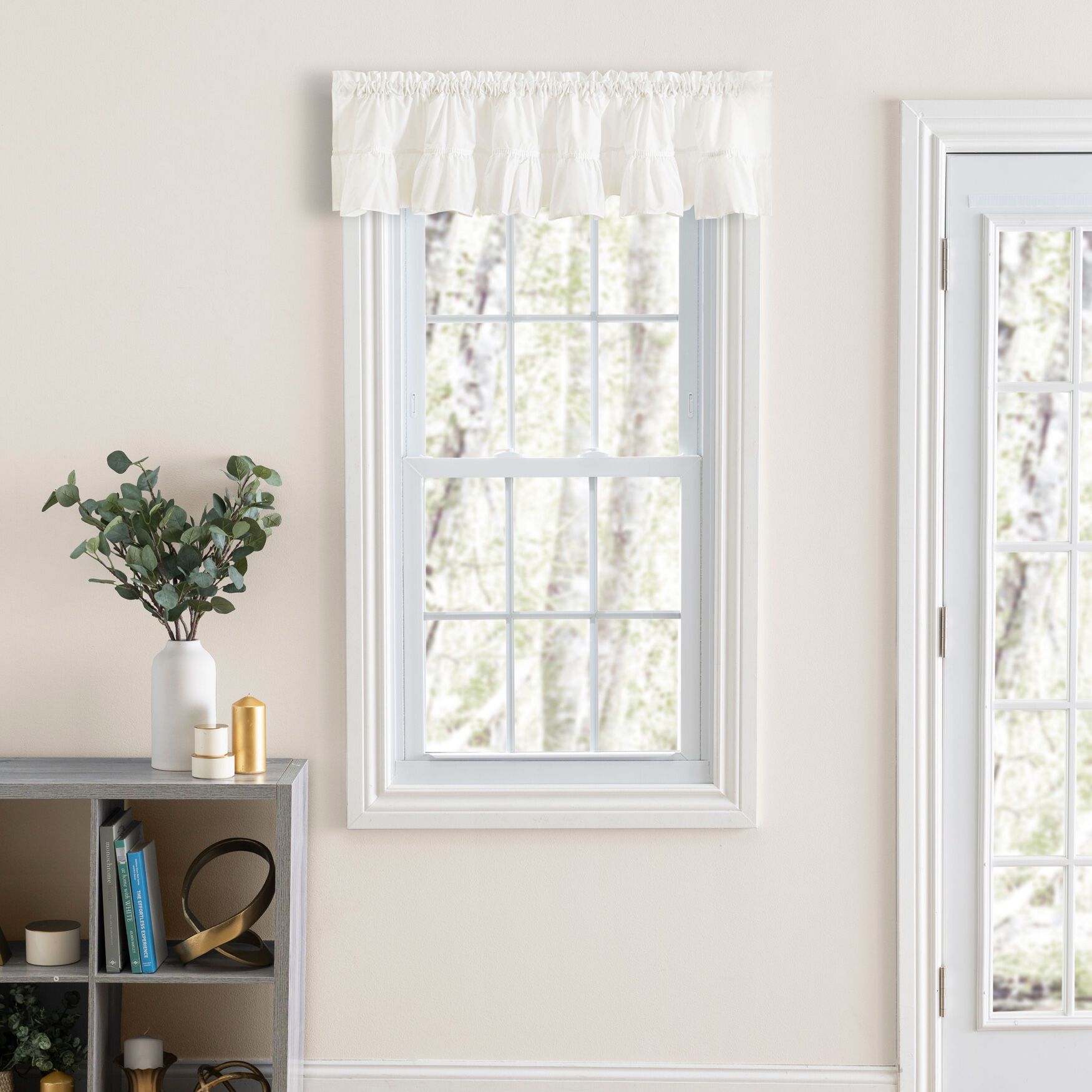 Classic Wide Ruffle Ruffled Valance, NATURAL, hi-res image number 0