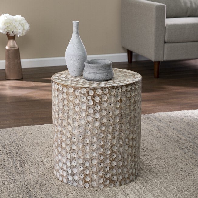 Campti Round Accent Table, WHITE, hi-res image number 0