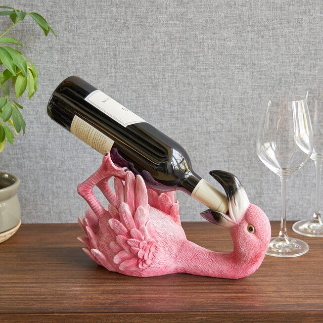 Polyresin Flirty Flamingo Bottle Holder By True, , on-hover image number null