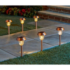 Set of 6 Copper Finish Solar Pathway Lights