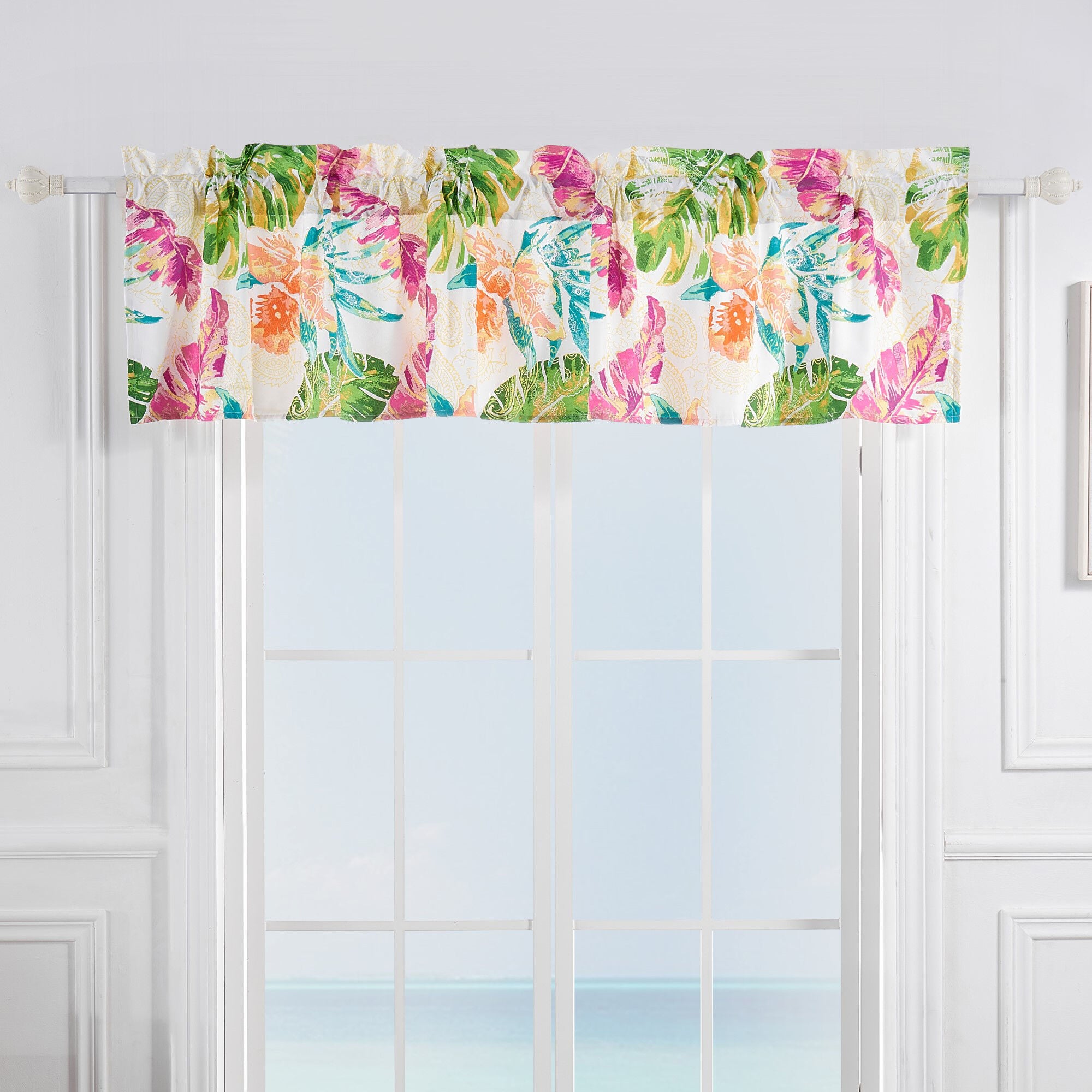 Tropics Window Valance Curtains, CORAL, alternate image number 2