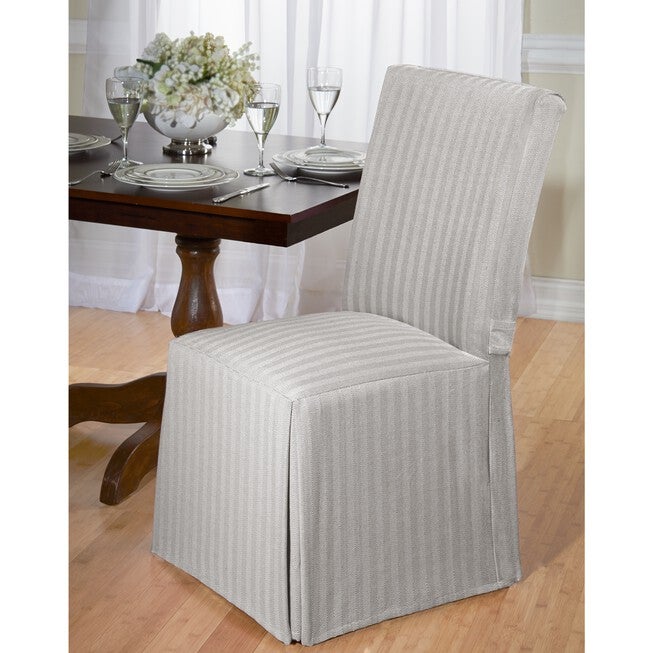 Kathy Ireland Herringbone Dining Room Chair Covers, GREY, hi-res image number 0