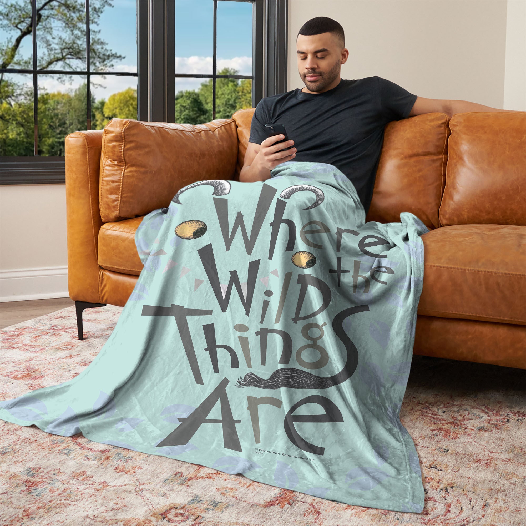 Warner Bros. Where the Wild Things Are In the Leaves Silk Touch Throw Blanket 50x60 Inches, BLUE, alternate image number 2