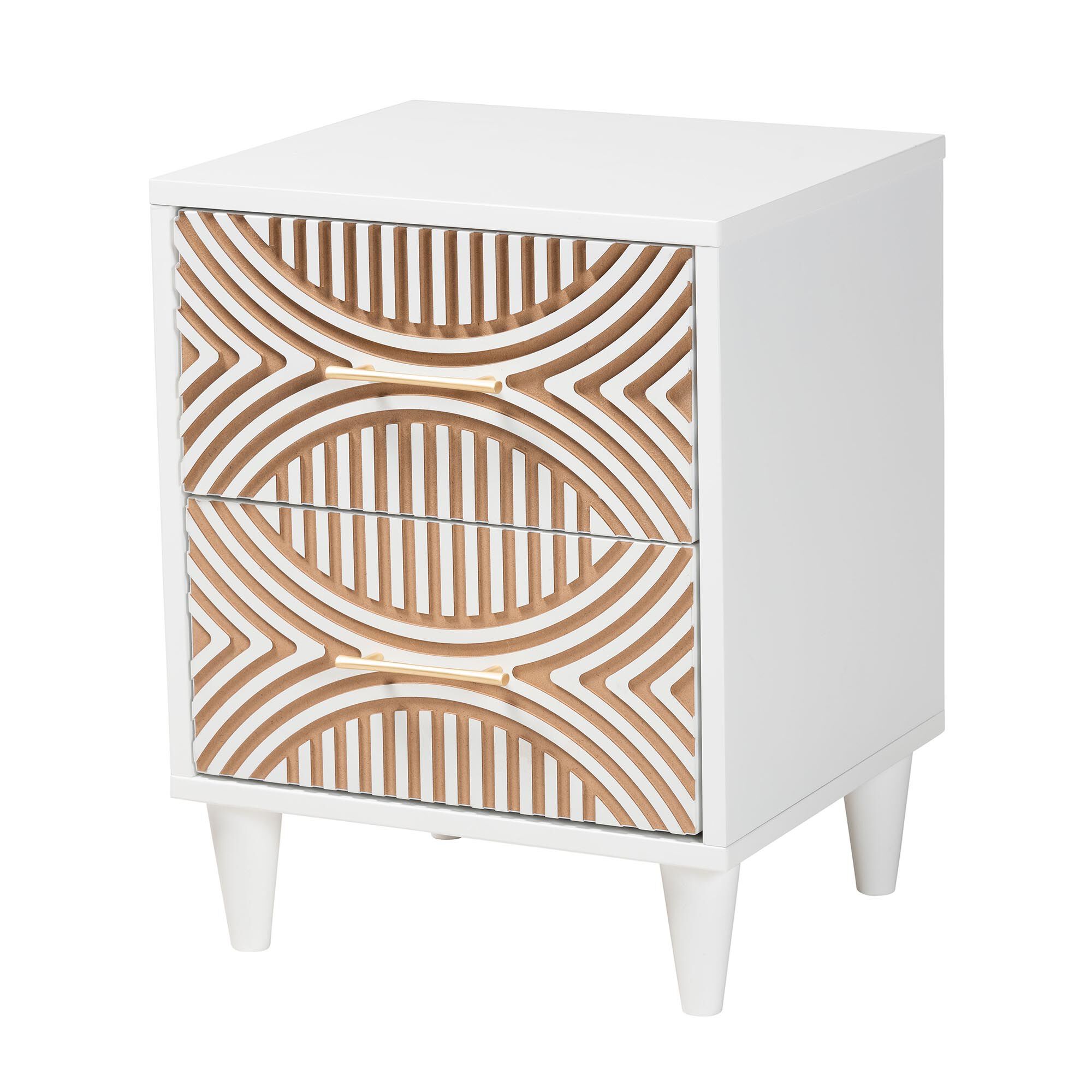 Louetta Carved Contrasting Nightstand, WHITE, alternate image number 1